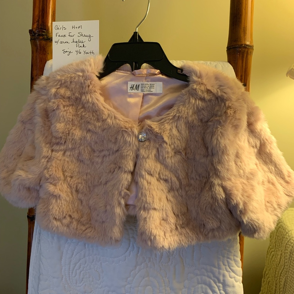 Girls - H&M Faux Fur Shrug (With Arm Holes) - Pink